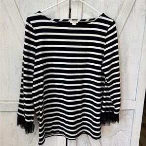J. Crew Striped Top Women’s Medium Black & White Polka Dot Tulle Cuff